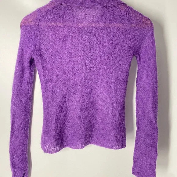 Vince Brushed Mohair Polo Sweater in Violet Purple – Size XS - Picture 5 of 9
